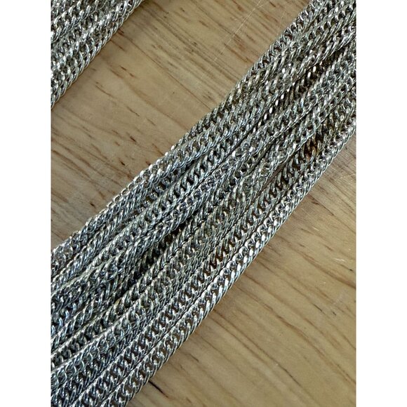 Multi-Strand Silver-Tone Chain Necklace With Polished Ring - Picture 6 of 14